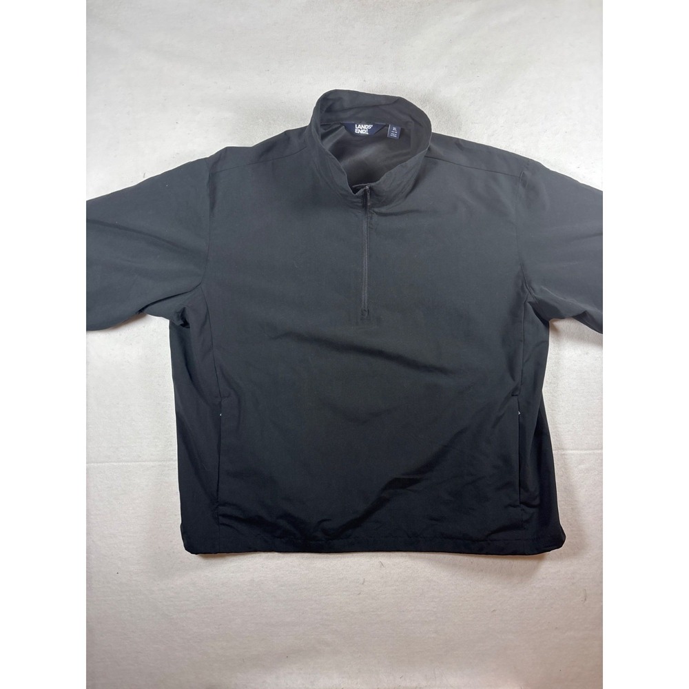 Lands End Mens‎ Black 1/4 Zip Pullover Jacket XL